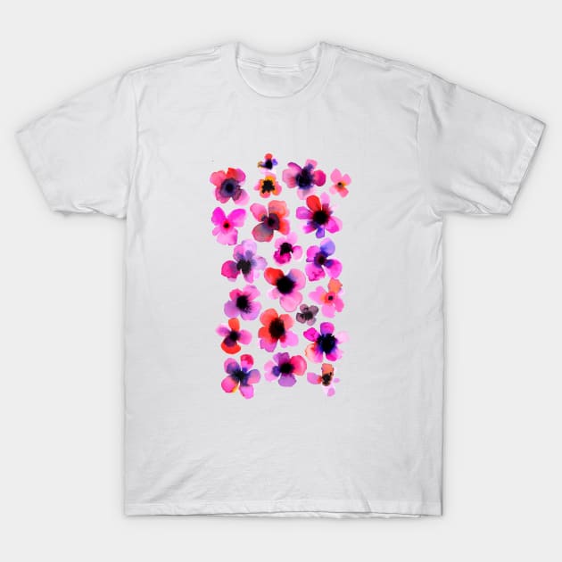 Watercolor Pink Flowers T-Shirt by ninoladesign